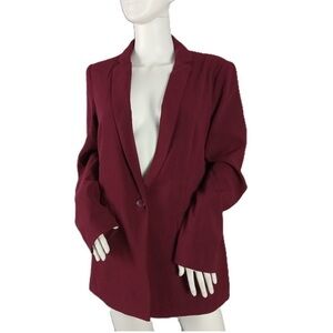 Adrianna Papell Women's Crepe Blazer Jacket Size Large Windsor Wine Longline